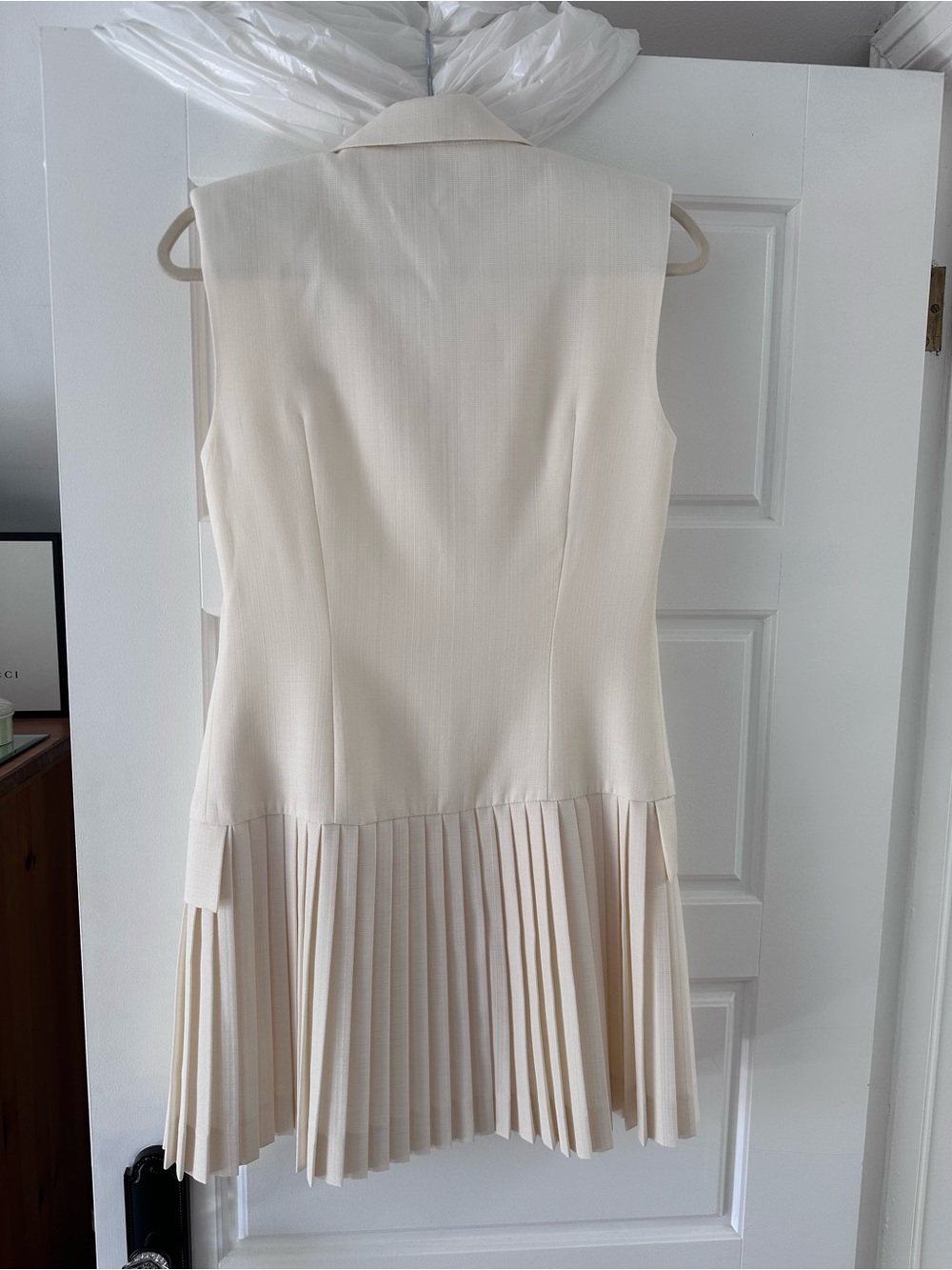 Sandro Cream Sleeveless Pleated Blazer Mini Dress - Picture 4 of 4